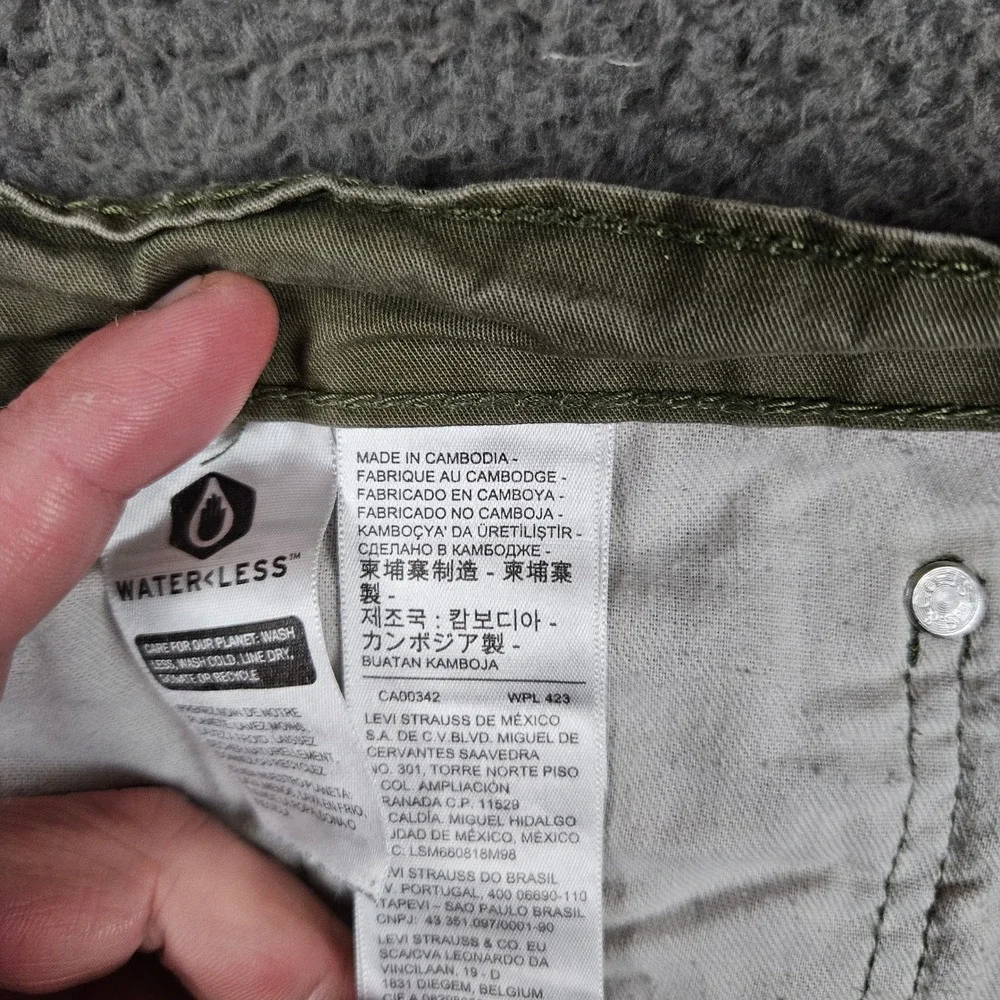 Levi's Mens 33x32 511 Slim Fit Olive Green Cotton‎ Blend Jeans